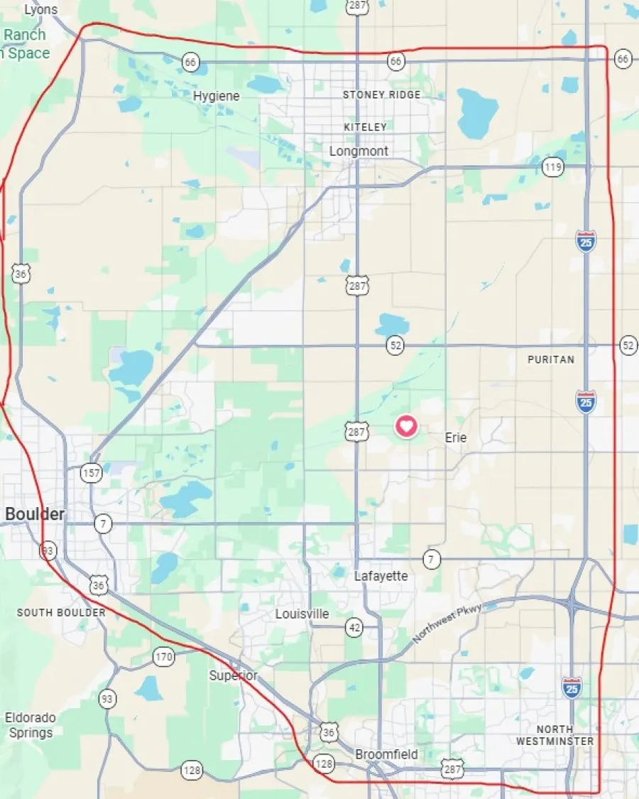 Cutting Edge Tree Care service area map